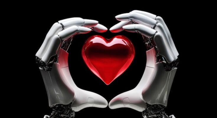 Robot som håller i ett hjärta